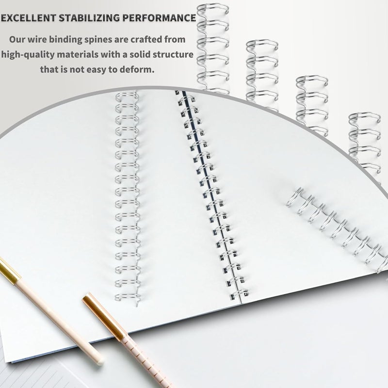 RAYSON Double Loop Binding Wire Spines, 9/16 Inch, 2:1 Pitch Binding Wires Capacity 125 Sheets, 21-Loops for Letter Size Paper, Silver Wire Binding Spiral Pack of 100 - Image 4